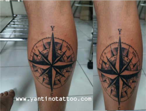 kompas-tattoo-skinefek-bali-kuta-shop-realistic-compas-ubud-man-leg